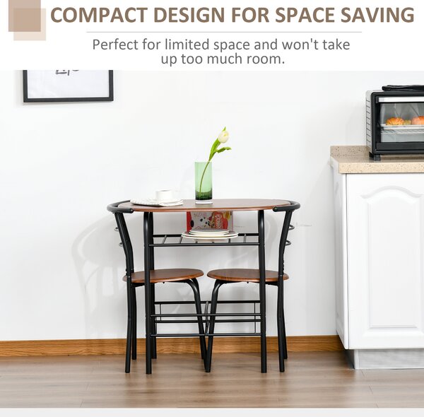 HOMCOM MDF 2 Person Dining Table Set 2-Seater Bar Stool and Table Set Aosom UK