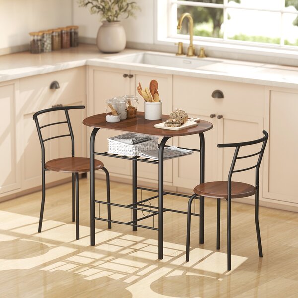 HOMCOM MDF 2 Person Dining Table Set 2-Seater Bar Stool and Table Set Aosom UK