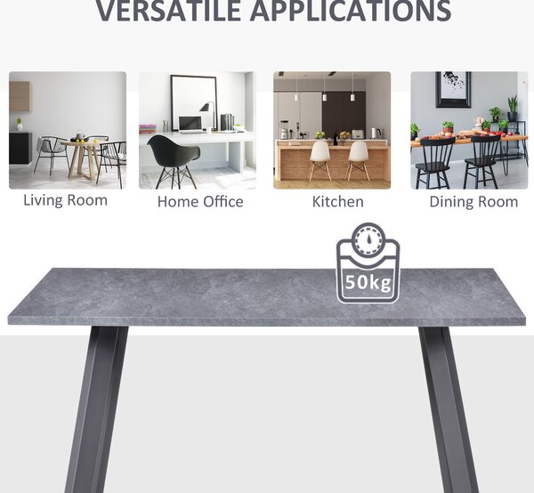 HOMCOM Rectangular Dining Table with Metal Legs and Spacious Tabletop for Kitchen, Dining & Living Room, Modern Dining Table, Dark Grey Aosom UK