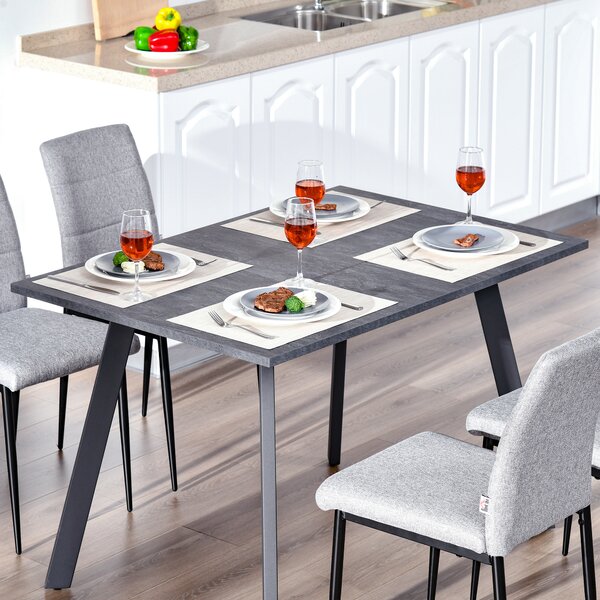 HOMCOM Rectangular Dining Table with Metal Legs and Spacious Tabletop for Kitchen, Dining & Living Room, Modern Dining Table, Dark Grey Aosom UK