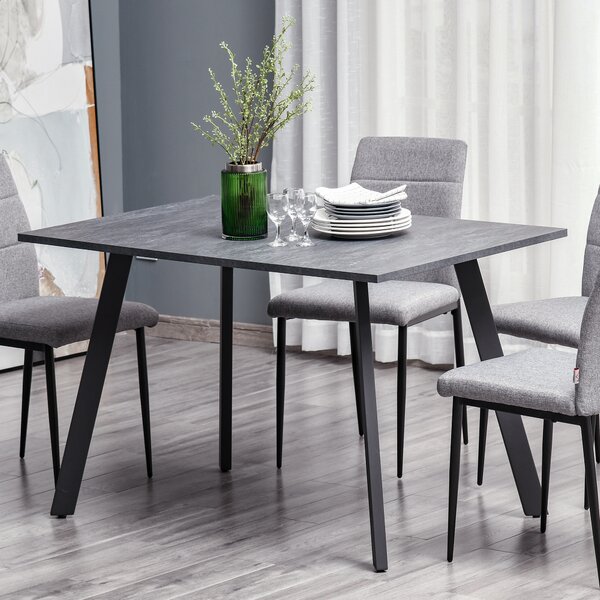 HOMCOM Rectangular Dining Table with Metal Legs and Spacious Tabletop for Kitchen, Dining & Living Room, Modern Dining Table, Dark Grey Aosom UK