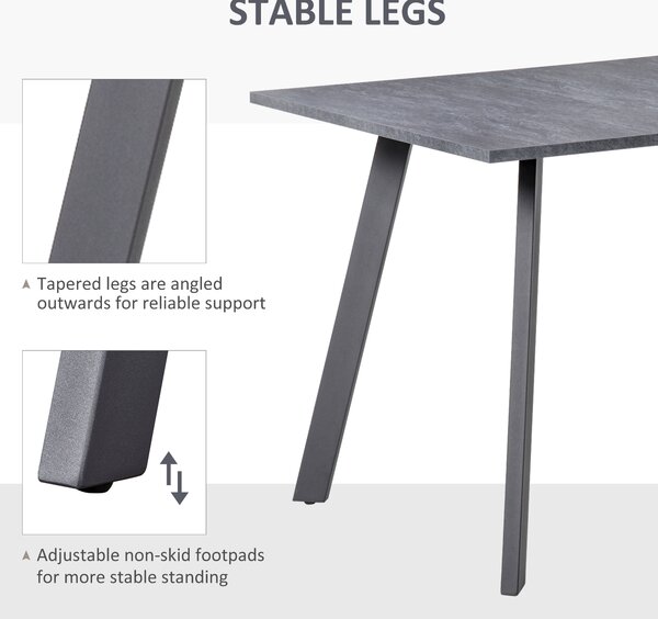 HOMCOM Rectangular Dining Table with Metal Legs and Spacious Tabletop for Kitchen, Dining & Living Room, Modern Dining Table, Dark Grey Aosom UK