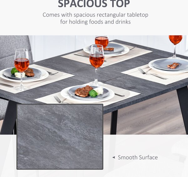 HOMCOM Rectangular Dining Table with Metal Legs and Spacious Tabletop for Kitchen, Dining & Living Room, Modern Dining Table, Dark Grey Aosom UK