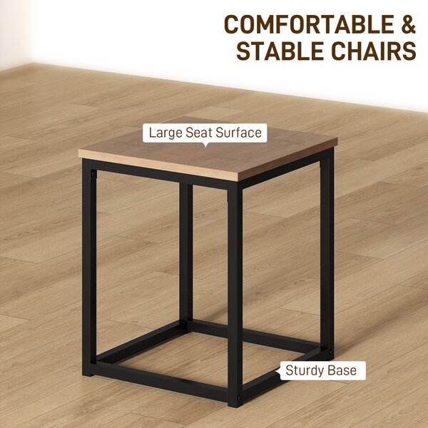 HOMCOM Table with 4 Chairs with Metal Frame, Compact Square Seating, Dining Room Sets, 5 Piece Industrial Dining Set, Brown Aosom UK
