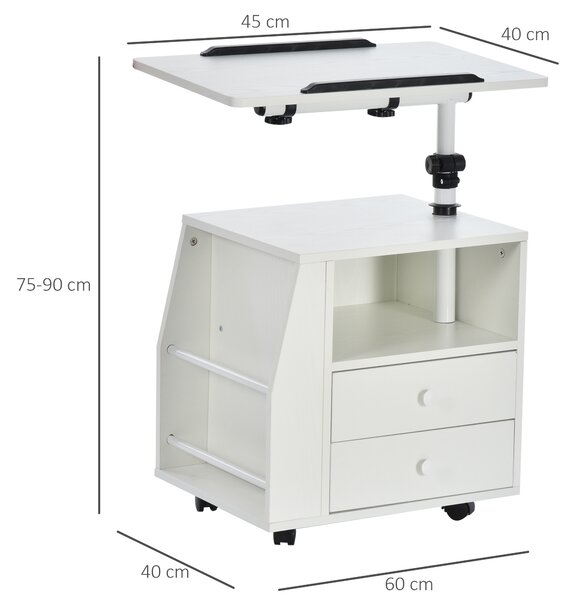 HOMCOM Swivel Bedside Table, Multi-Functional End Table for Living Room, Nightstand for Bedroom Aosom UK