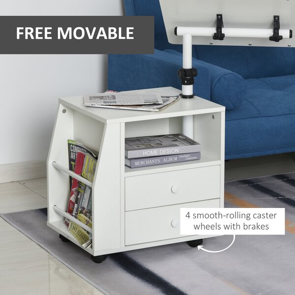 HOMCOM Swivel Bedside Table, Multi-Functional End Table for Living Room, Nightstand for Bedroom Aosom UK