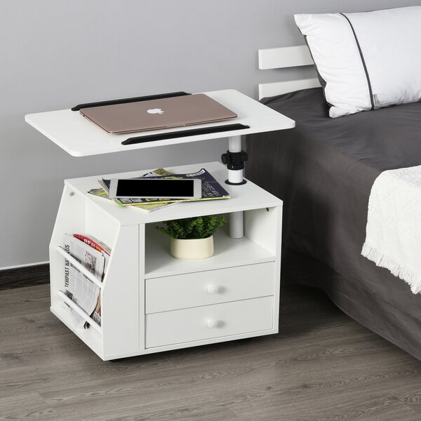HOMCOM Swivel Bedside Table, Multi-Functional End Table for Living Room, Nightstand for Bedroom Aosom UK