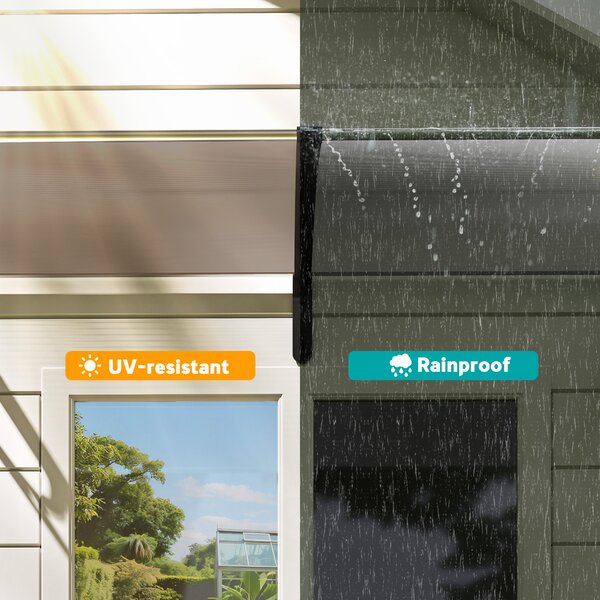 Outsunny Waterproof 75 x 195 cm Curved Door Window Awning Canopy, Polycarbonate Cover Front Door Patio, UV Rain Snow Protection Shelter Aosom UK