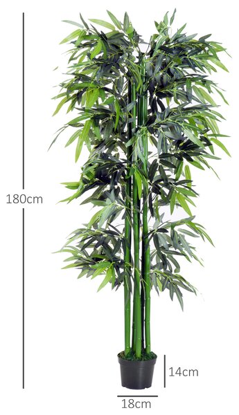 Outsunny 6ft Artificial Bamboo Tree Plant Greenary in A Pot for Home Office Planter 1.8M