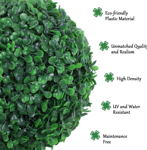 Outsunny Set of 2 Artificial Boxwood Ball Topiary Trees Potted Decorative Plant Outdoor and Indoor Décor (112cm) Aosom UK