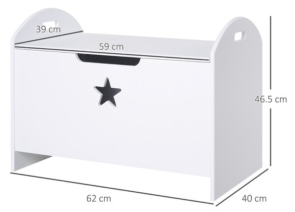 HOMCOM Children's Toy Storage Chest, MDF, Safety Hinge, Organiser for Kids Room, White Aosom UK