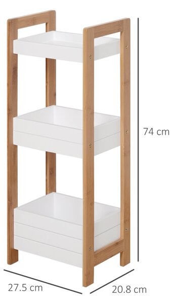 HOMCOM Bamboo Bathroom Caddy: Tiered Organiser for Compact Spaces, Shower Shelving Unit Aosom UK