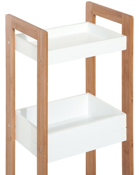 HOMCOM Bamboo Bathroom Caddy: Tiered Organiser for Compact Spaces, Shower Shelving Unit Aosom UK