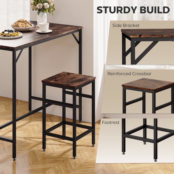 HOMCOM Industrial Rectangular Bar Table and Stools with 4 Stools, Dining Table and Chairs Set for Dining Room, Bar Table Set, Dinette Aosom UK