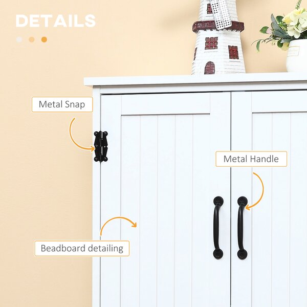 HOMCOM Accent Floor Storage Cabinet Kitchen Pantry with Adjustable Shelves and 2 Lower Doors, White Aosom UK