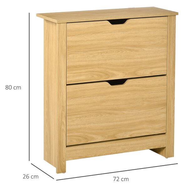 HOMCOM Shoe Storage Cabinet with 12 Compartments, 4 Shelves, 2 Drawers, and Protective Legs, Modern Stylish Unit for Hallway Bedroom, Brown Aosom UK
