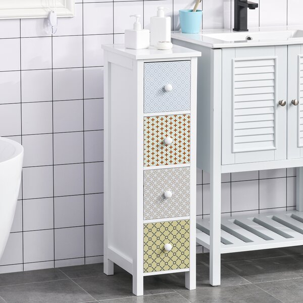 HOMCOM Bedroom Chest of Drawers, 4-Drawer Dresser, Storage Organizer, Toilet Tissue Cabinet, White Aosom UK