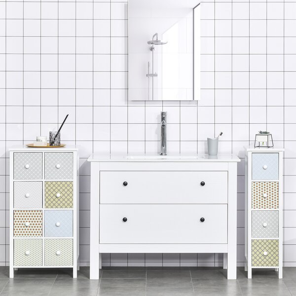 HOMCOM Bedroom Chest of Drawers, 4-Drawer Dresser, Storage Organizer, Toilet Tissue Cabinet, White Aosom UK