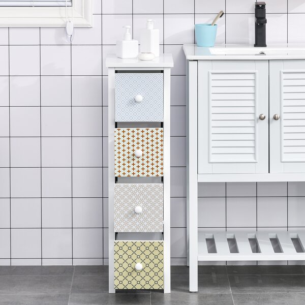 HOMCOM Bedroom Chest of Drawers, 4-Drawer Dresser, Storage Organizer, Toilet Tissue Cabinet, White Aosom UK