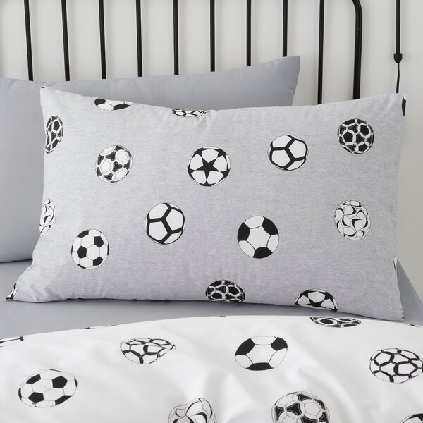 Football Grey and White Reversible Duvet Cover and Pillowcase Set