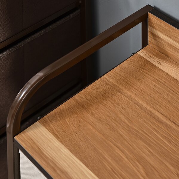 HOMCOM Fabric Dresser: 5-Drawer Linen Tower with Wooden Top, Bedroom & Hallway Storage, Slate Grey Aosom UK