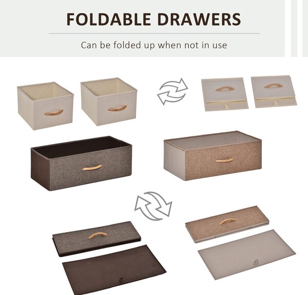 HOMCOM Dresser Fabric Drawers w/ 4 Linen-Feel Foldable Drawers & Metal Frame for Storage in Dining & Living Room, Bedroom, Multicoloured Aosom UK