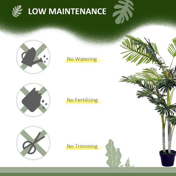 Outsunny 150cm(5ft) Artificial Palm Tree Decorative Indoor Faux Green Plant w/Leaves Home Décor Tropical Potted Home Office Aosom UK