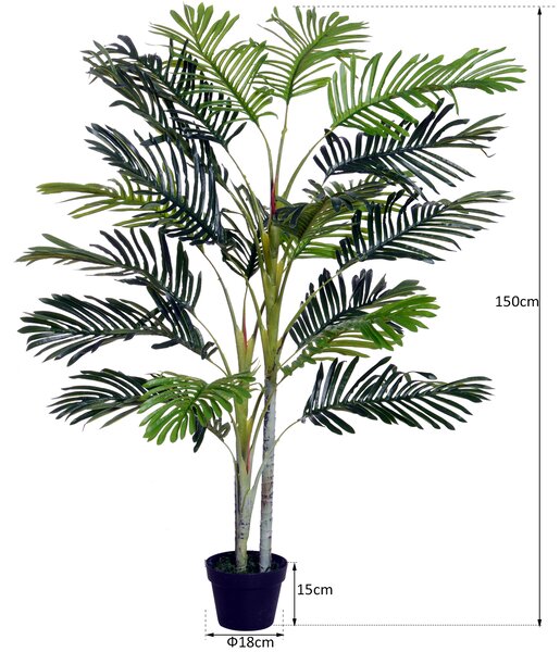 Outsunny 150cm(5ft) Artificial Palm Tree Decorative Indoor Faux Green Plant w/Leaves Home Décor Tropical Potted Home Office Aosom UK