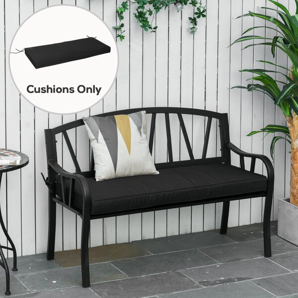 Outsunny Loveseat Cushion for 2 Seater Garden Bench, Comfortable Seat Pad for Outdoor Furniture, 120 x 50 x 8 cm, Black Aosom UK