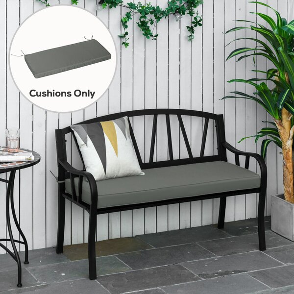 Outsunny 2-Seater Garden Bench Cushion, Loveseat Pad for Patio Swing Furniture, Indoor & Outdoor Use, Grey