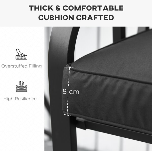 Outsunny Loveseat Cushion for 2 Seater Garden Bench, Comfortable Seat Pad for Outdoor Furniture, 120 x 50 x 8 cm, Black Aosom UK