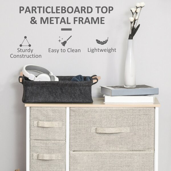 HOMCOM 7 Drawer Cabinet, Vertical Linen Storage Dresser Tower with Metal Frame, Adjustable Feet for Living Room, Bathroom, Kitchen, Grey Aosom UK