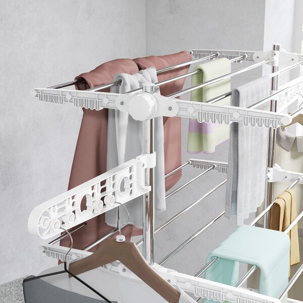 HOMCOM Folding Cloth Rail Adjustable Garment Rack With Wheels (4 Layer) Aosom UK