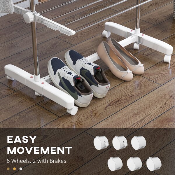 HOMCOM Folding Cloth Rail Adjustable Garment Rack With Wheels (4 Layer) Aosom UK