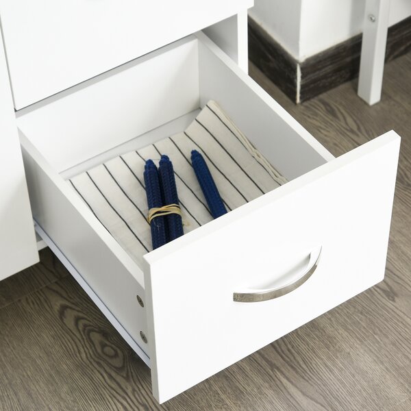 HOMCOM Freestanding Kitchen Storage Unit w/ Cupboard Cabinets Open Compartments Drawers Metal Handles Side Shelf Server Organisation Furniture White