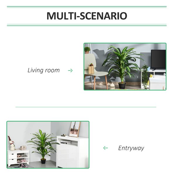 Outsunny 110cm/3.6FT Artificial Dracaena Tree Decorative Plant 40 Leaves with Nursery Pot, Fake Tropical Tree for Indoor Outdoor Décor Aosom UK