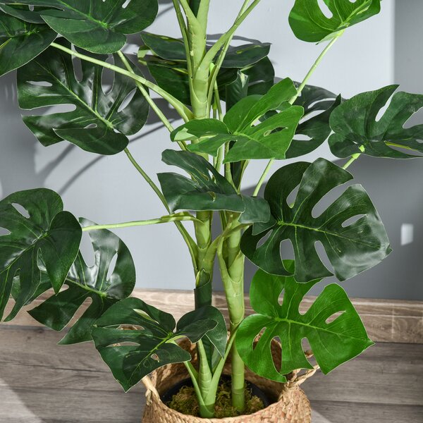 Outsunny Artificial Monstera Delight: Lifelike Cheese Plant w/ 21 Lush Leaves, Nursery Pot for Indoor/Outdoor Tropical Flair, Verdant Green Aosom UK