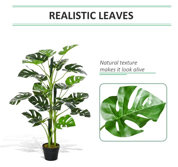 Outsunny Artificial Monstera Delight: Lifelike Cheese Plant w/ 21 Lush Leaves, Nursery Pot for Indoor/Outdoor Tropical Flair, Verdant Green Aosom UK