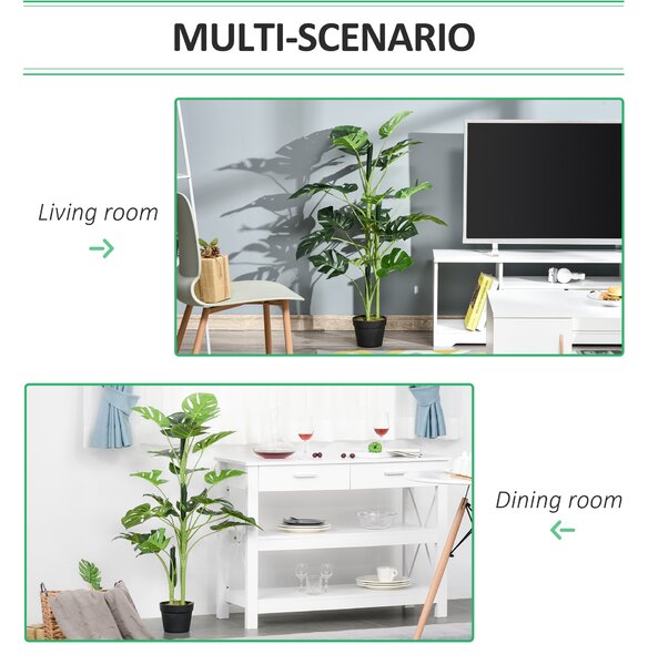 Outsunny Artificial Monstera Delight: Lifelike Cheese Plant w/ 21 Lush Leaves, Nursery Pot for Indoor/Outdoor Tropical Flair, Verdant Green Aosom UK