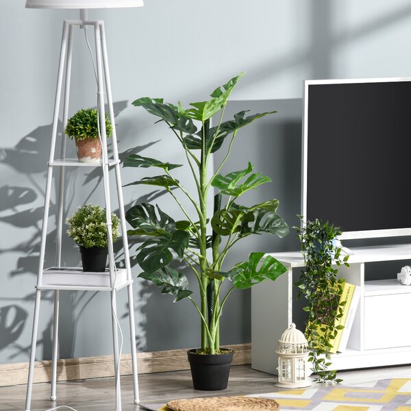 Outsunny Artificial Monstera Delight: Lifelike Cheese Plant w/ 21 Lush Leaves, Nursery Pot for Indoor/Outdoor Tropical Flair, Verdant Green Aosom UK