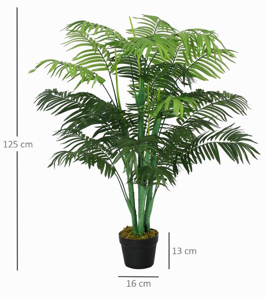 Outsunny Artificial Palm Tree in Pot, 2 Pack Fake Plants, Home Indoor Outdoor Decor, 125cm, Green Aosom UK