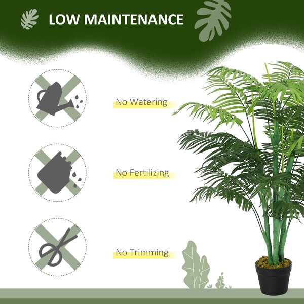 Outsunny Artificial Palm Tree in Pot, 2 Pack Fake Plants, Home Indoor Outdoor Decor, 125cm, Green Aosom UK