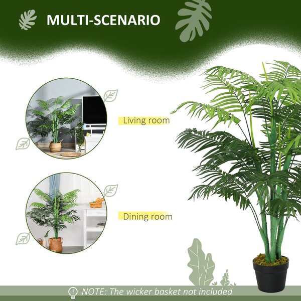 Outsunny Artificial Palm Tree, 125cm/4FT, Decorative Fake Plant with 18 Leaves, Nursery Pot, Plastic for Indoor Outdoor, Green Aosom UK