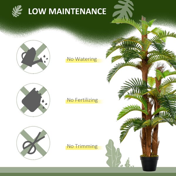 Outsunny Set of 2 Artificial Plant Tropical Palm in Pot, Fake Plants for Home Indoor Outdoor Decor, 150cm, Green Aosom UK