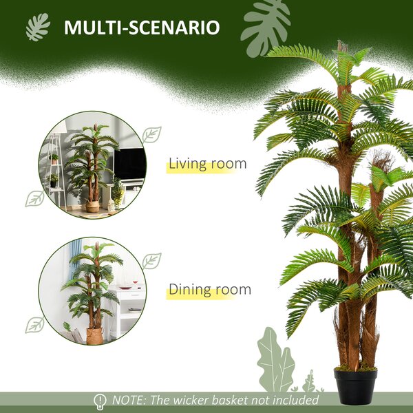 Outsunny 5FT Artificial Fern Tree with 36 Leaves, Decorative Fake Plant for Indoor Outdoor Décor, Nursery Pot Aosom UK