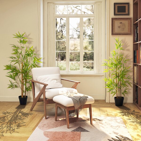 Outsunny Artificial Bamboo Trees, Set of 2, Decorative Plant with Nursery Pot, for Indoor Outdoor Use, 120cm Aosom UK