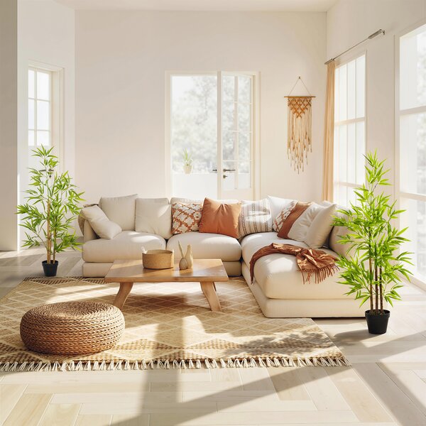 Outsunny Artificial Bamboo Trees, Set of 2, Decorative Plant with Nursery Pot, for Indoor Outdoor Use, 120cm Aosom UK