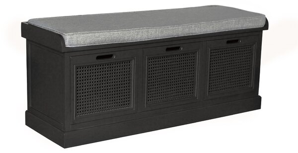 Lucy Cane Storage Bench, Charcoal