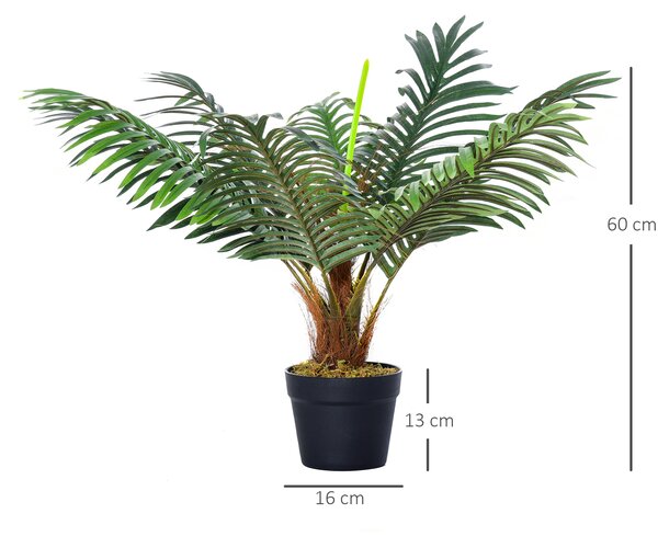 Outsunny 60cm Fake Palm Tree, Indoor/Outdoor Decorative Plant with 8 Leaves and Nursery Pot Aosom UK