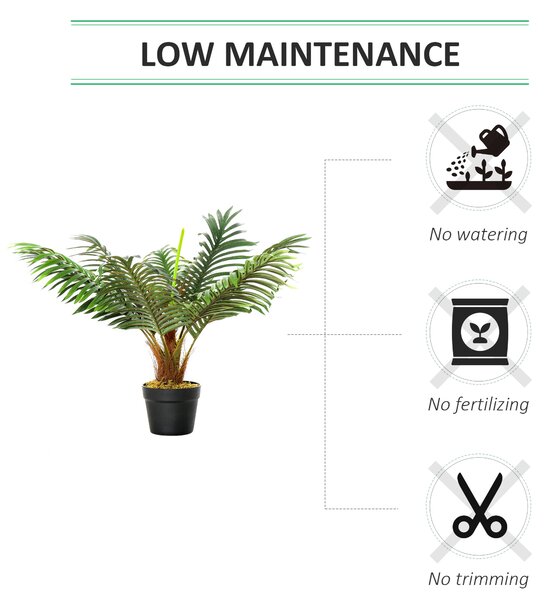 Outsunny 60cm Fake Palm Tree, Indoor/Outdoor Decorative Plant with 8 Leaves and Nursery Pot Aosom UK